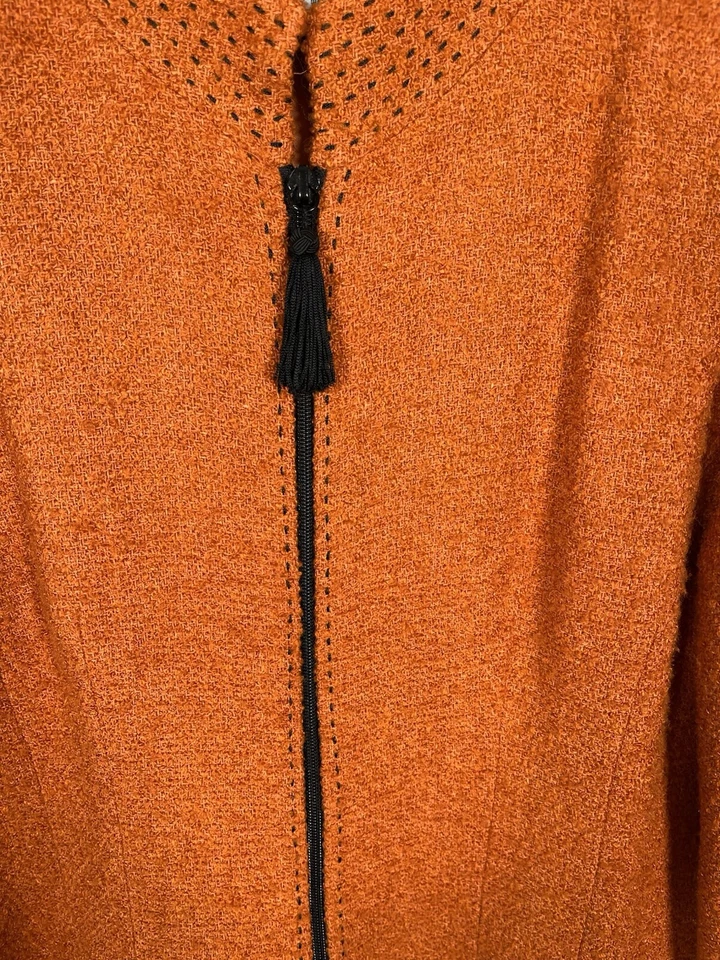 Chaqueta Blazer Vintage Mujer Mezcla Lana Naranja Borla Informal Carrera Preppy Talla 12 Foto 4 de 4