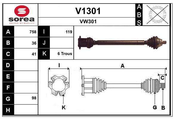 Arbre de transmission SNRA V1301 en acier trempé haute durabilité