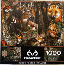 Master Pieces Puzzle 1000 Piece REALTREE Forest Gathering w/Poster 2016 72033