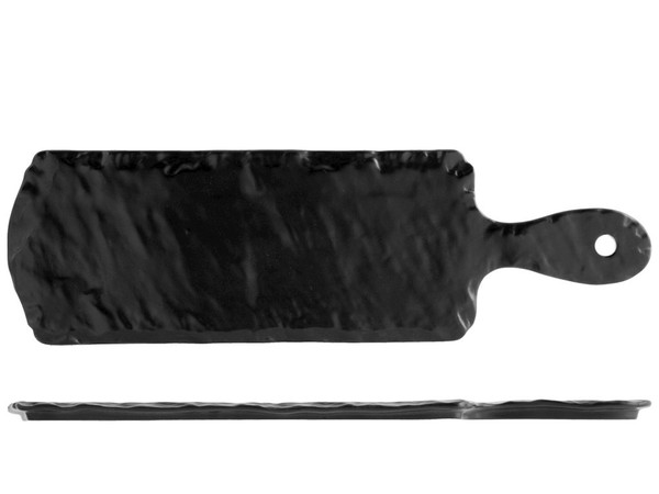 Rechteckiger Teller H&H Schiefer Porzellan Schwarz Mit Griff 12X41,5 Cm-image