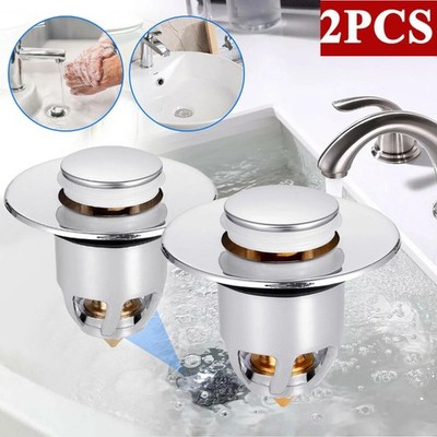 2 PCS Universal Bathroom Sink Stopper Pop-Up Drain Filter Wash Basin Core Bounce