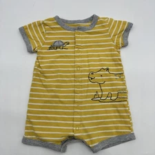 Carters One Piece Toddler Boys Size 6M Striped Yellow & White Snap.#29904