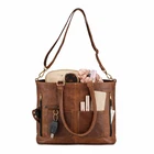 Luxury Vintage Genuine Leather Crossbody Tote Bag Women Brown Shoulder Messenger