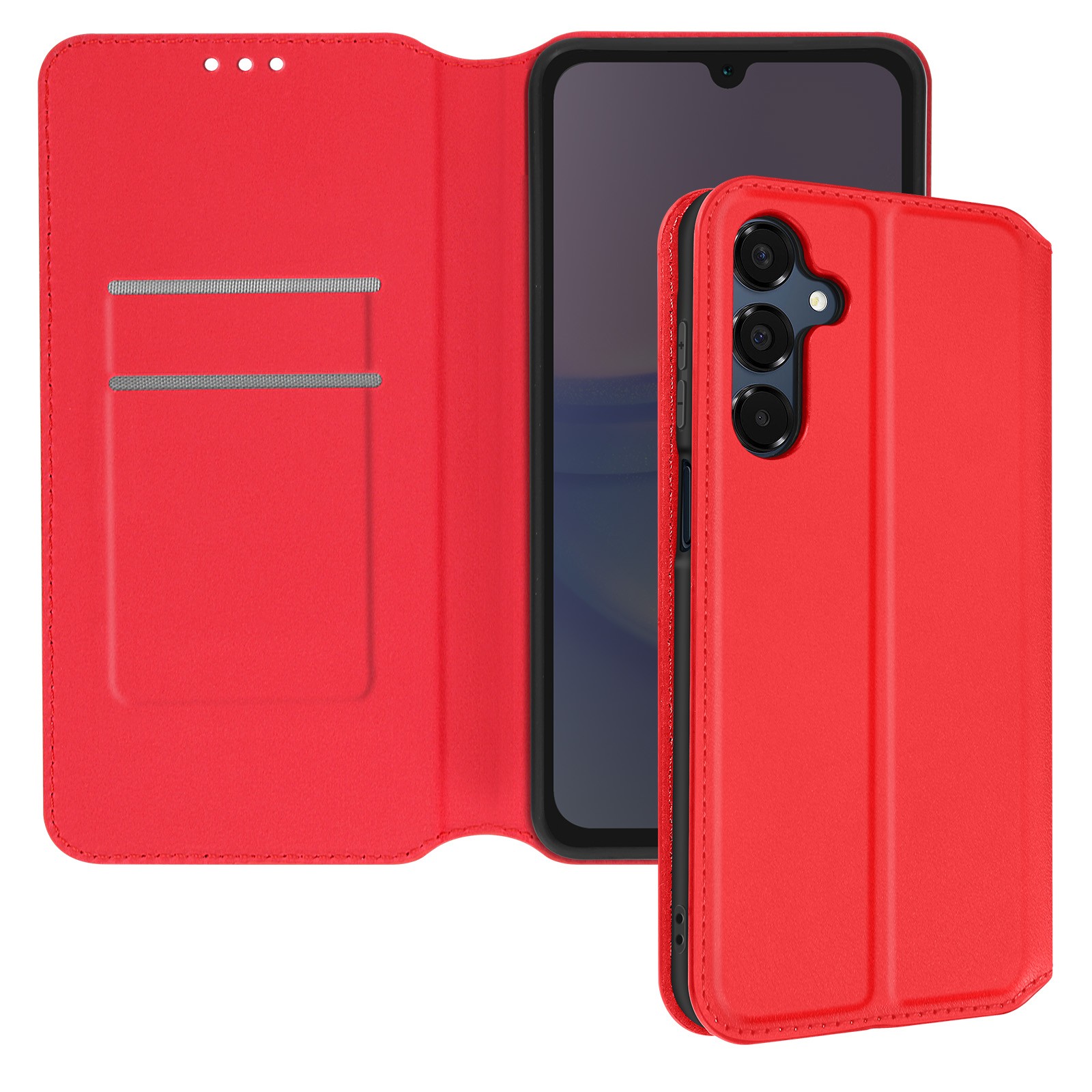 Coque Galaxy A16 rouge Avizar avec porte-carte et support vidéo