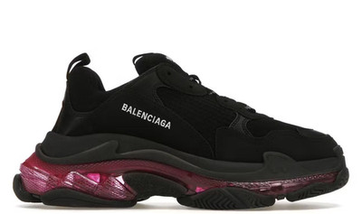Balenciaga Triple S Black Pink Low Top Lace-Up Logo Men's Sneaker