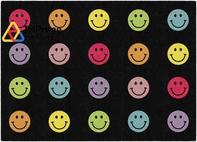 Flagship Carpets Rainbow Smileys in 5' x 7'6'' (Rectangular), Black & Multi 