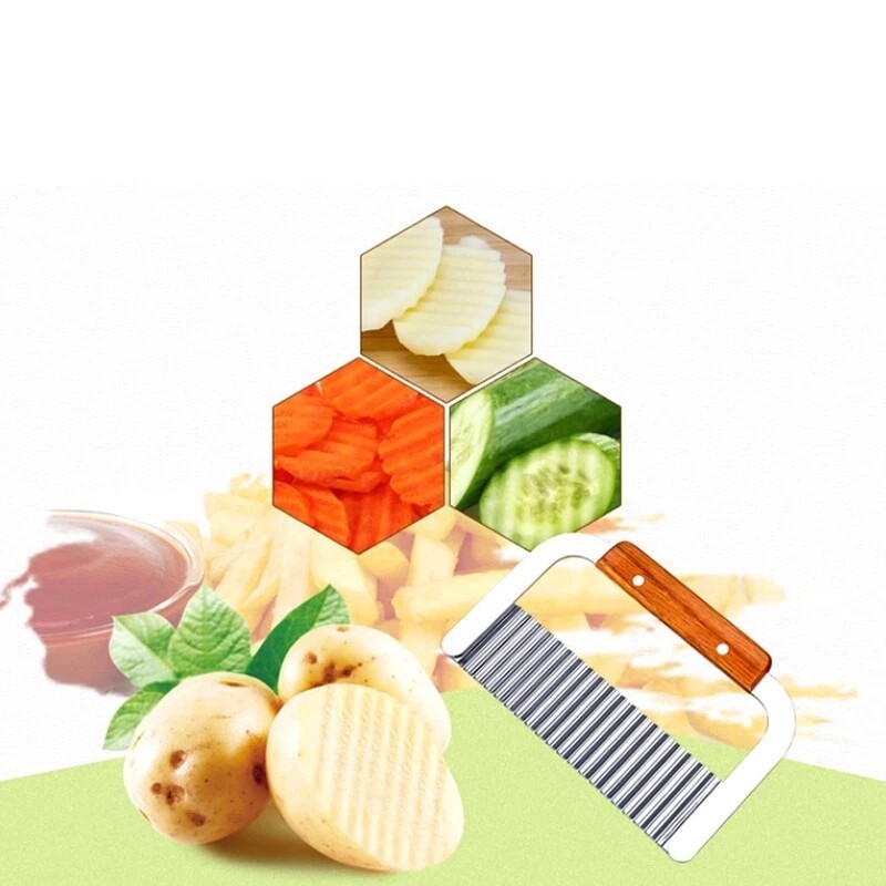Stainless Steel Crinkle Wavy Cutter Potato Chip French Fry Slicer Kitchen Tool