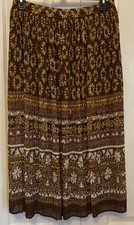 Alfred Dunner Womens Brown Floral Skirt Accordian Pleat Elastic Waist Boho 14