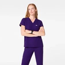 FIGS One Pocket Scrub Top / High Waisted Isabel Wide Leg Scrub Pant Set XXS