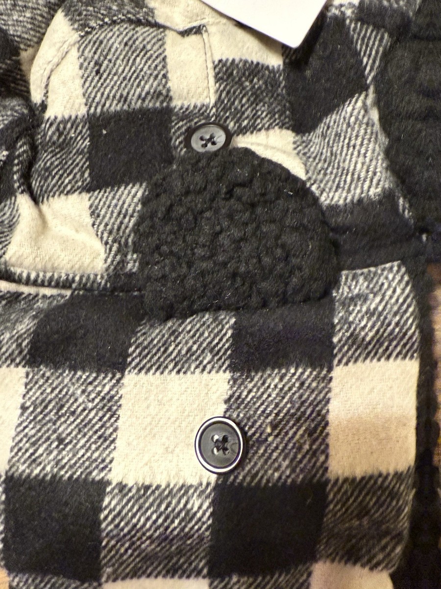 Hurley Sierra Faux Shearling Trapper Hat Black & White Plaid  display picture 3