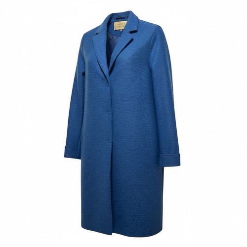 Harris Wharf London Cocoon Coat Pressed Wool Blue Women’s Size 38 IT Size 6