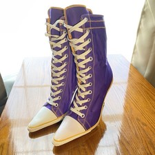 NOS Vintage Y2K Anne Michelle Sneaker Heels Boots 9 Lakers Purple Yellow UNWORN