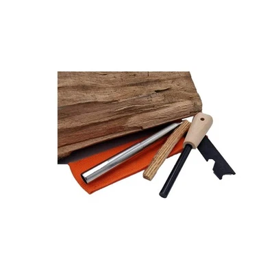 SELBSTVERSORGERLADEN Feuerstarter Set Feuerstahl 7 cm Magnesium Survival Outdoor Bushcraft 4-tlg.