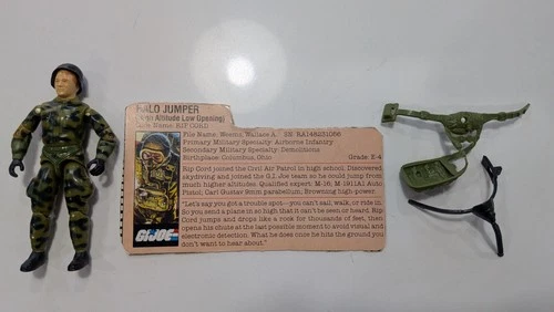 RARE Vintage G.I. Joe - Halo Jumper Rip Cord with File Card