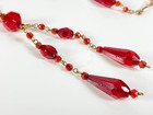 This 26" (approximately) red glass bead vintage gold tone (brass tone) necklace  — photo 4