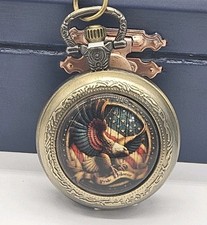 Pocket Watch USA Classic American Flag Eagle Pride and Honor Quartz Watch
