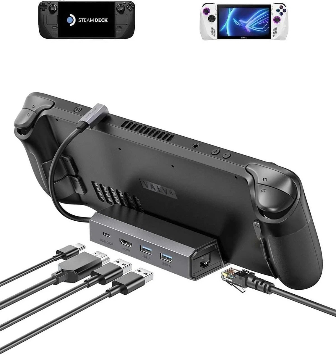 Docking Station for Steam Deck/Rog Ally/Legion Go/Msi Claw, 5-In-1