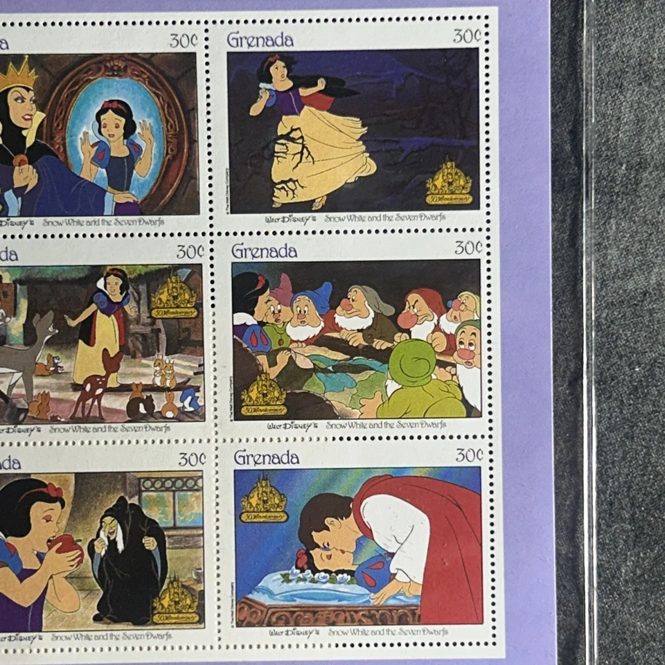 DISNEY Vintage CLASSIC FAIRYTALES In POSTAGE STAMPS - Snow White - 1980’s - Image 3 of 4