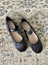 Miu Miu Satin Bow Ballerina Flats Size 36 Black
