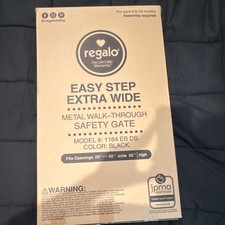 Regalo Easy Step Extra Wide Metal Walk-Through Gate, Black, 29-49in x 30in