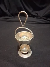 English Sterling Silver Tea Strainer Stand Swinging Rotating Bowl Handle Antique