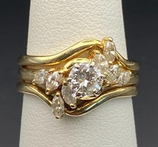 2Ct Round Cut Lab Created Diamond Wedding Set 3 Ring 14k Yellow Gold Plated