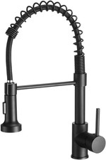 Modern Single Handle Spring Kitchen Faucet with Pull down Sprayer, Matte Black K