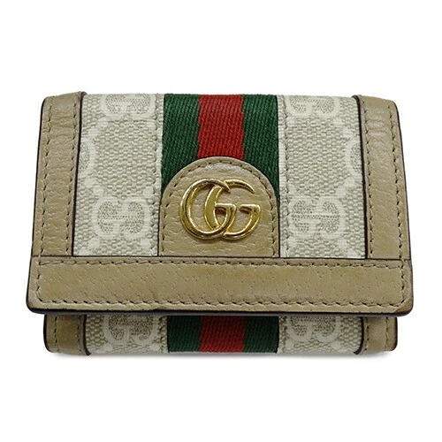 Gucci Ophidia Mini Portefeuille Tri Fold GG Supreme Toile Beige 735099 Occasion
