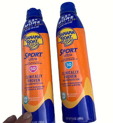 2 Banana Boat Ultra Sport Clear Sunscreen Spray 30SPF 9.5 oz, 11/2026