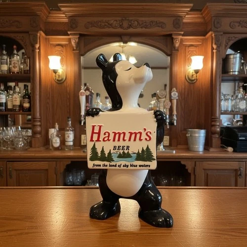 1950s Red Wing Pottery Hamm's Beer Bear Ceramic Coin Bank Pristine Condition NM+