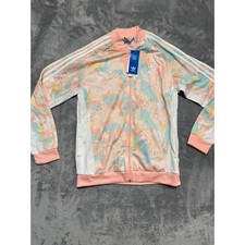 Adidas SST Track Top Girls XL Pink Tint Multicolor Marble Swirl Full Zip H22634