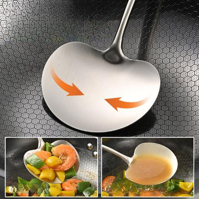 Ergonomisches Wok Spachtel Set 304 SS Klinge und bequemer Walnussholzgriff