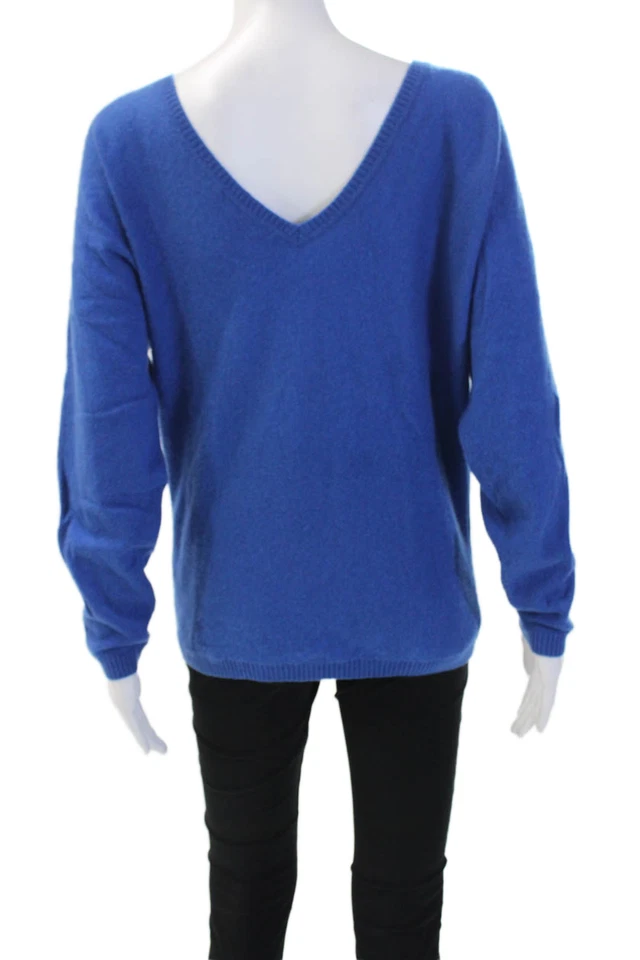 Top informal tejido manga larga cuello en V Vince para mujer azul talla XS Foto 3 de 4