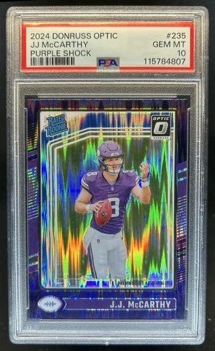2024 Panini Donruss Optic JJ McCarthy Rookie RC Purple Shock Rated #235 PSA 10
