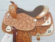 NEW 16-1/2" SILVER ROYAL Premier Contender Show SADDLE~FQHB~TOOLED~LOADED SILVER