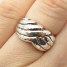 925 Sterling Silver Vintage Italy Ribbed Ring Size 6