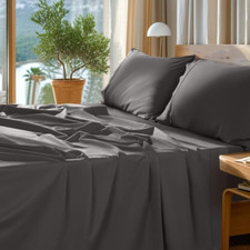 Luxury 1000 TC Egyptian Cotton King Sheets Set - Dark Grey, 4 PC