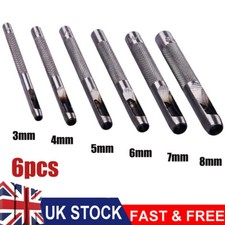 6 Piece HOLLOW PUNCH SET Belt Leather Hole Maker Gasket Card Plastic Canvas