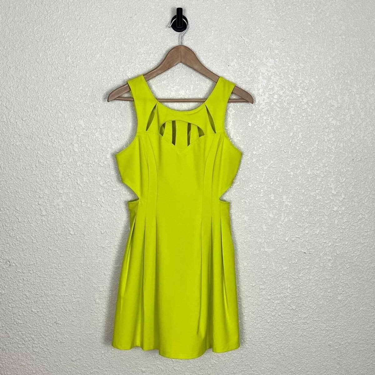 Mustard Seed Womens Cutout Dress size S Bright Yellow Mini Sleeveless