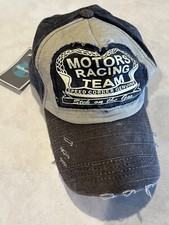VINTAGE STYLE MOTORS RACING TEAM ADJUSTABLE HAT. RUSTIC, VINTAGE STYLE HAT.
