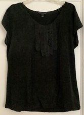 BANANA REPUBLIC Factory black ruffle front t-shirt blouse top Size L Never worn