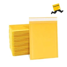 50Pcs Coolpkg #000 4"x8"  Secure Seal Kraft Bubble Mailers Padded Envelopes 4x8