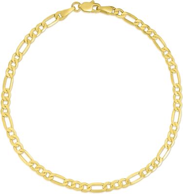 Floreo 10k Gelbgold 3,5mm Figarokette Gliederarmband oder Fußkettchen