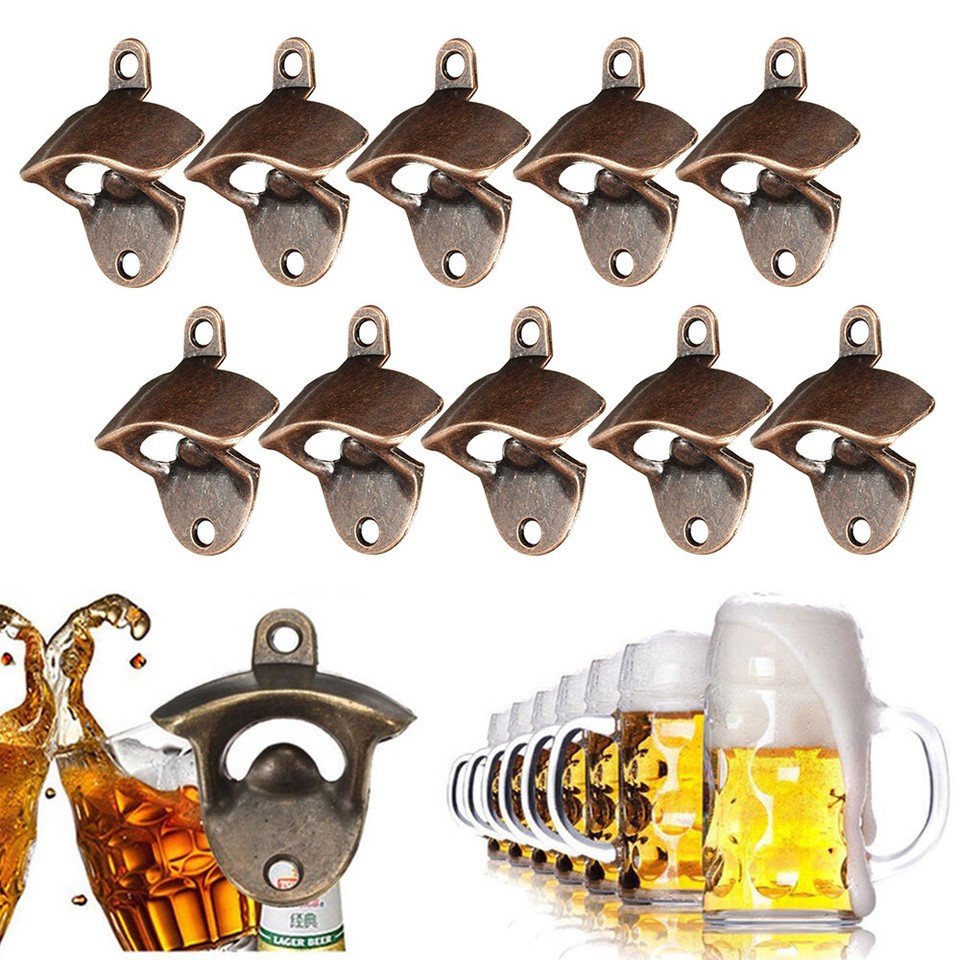 10 PCS Wall Mounted Beer Bottle Opener Zinc Alloy Soda Beer Wine Bottle