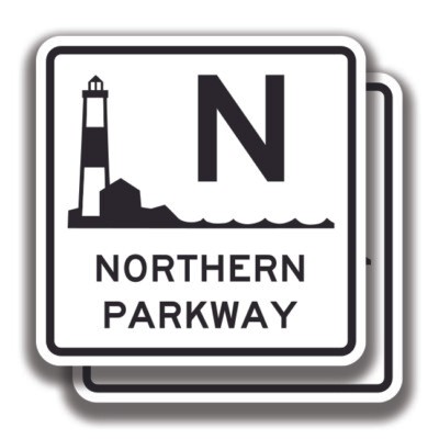 #ad NEW YORK NORTHERN PARKWAY STICKER 2 Decals Road Sign Bogo Highway Car Bumper $4.95