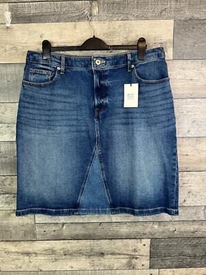 White Stuff Jemma Jeansrock Gr. UK 18 blau Freizeit klassisch Basic A-Linie