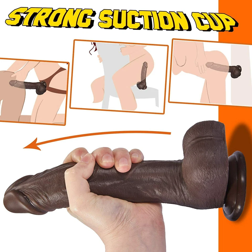 Dildo For Men Gay Anal Realistic 9" Silicone Penis Suction Cup Women Sex Toy - Image 3 of 4