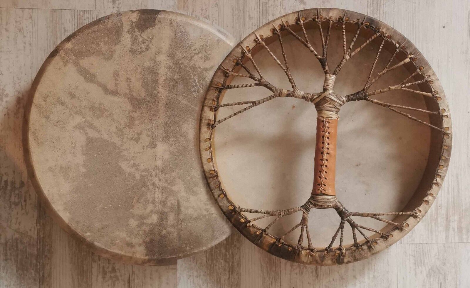 Handcrafted Shaman Drum 16" 20" 24" Goat Skin, Viking Leather Style - Native