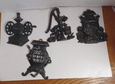 Lot of 4 Vintage Retro 1975 SEXTON Black Metal Kitchen Wall Hangings Made in USA