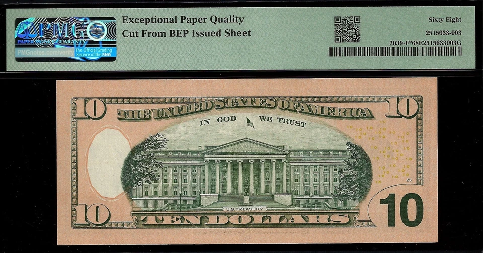 2004A $10 Federal Reserve Note Atlanta PMG 68EPQ 2nd finst low serial Fr 2039-F* - Image 3 of 3